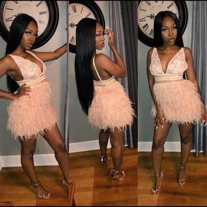 custom made mesh/feather dress